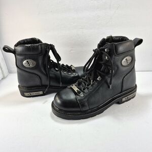 NexGen Men's Black Leather Lace-Up Motorcycle Biker Boots Size 8 Vintage